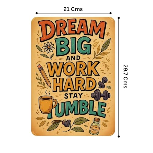 Image of Zesta Bathroom Decor Items Washroom Decor Tin Sign | Aesthetic Posters Wall Poster for Bedroom | Magnetic Cafe Decoration Items /Restaurant Decorations Items | Quirky Home Decor Bar Accent (Dream Big)