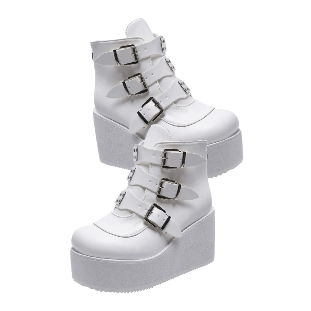 Bottes à talons épais pour usage quotidien - Bottines rétro chic blanc - 8