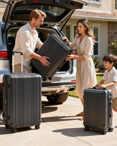 Coolife Luggage 3 Piece Set PC+ABS Hardshell Suitcases with TSA Lock, Spinner Lightweight (wine red, 3 piece set) - Image 3