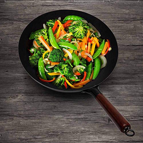 Wok de hierro fundido con fondo redondo antiadherente 30 cm miniatura 3