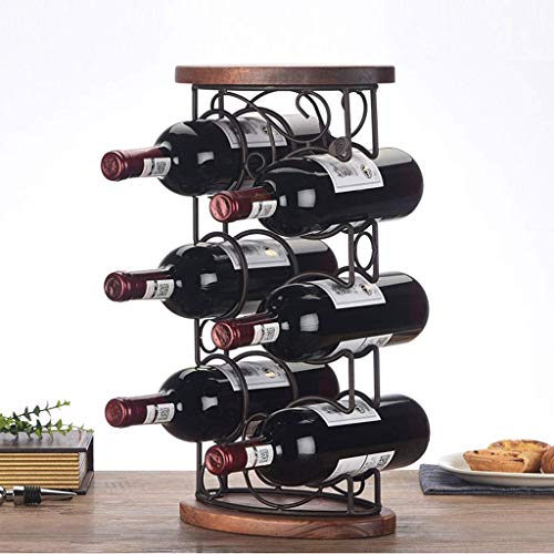 Soporte para 6 botellas de vino de madera y hierro forjado miniatura 3
