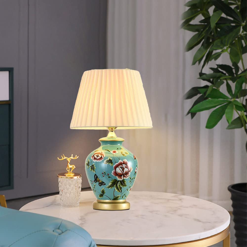 Luci da scrivania antiche, Lampada da tavolo in ceramica Lampada da comodino semplice per camera da letto, Lampada da lettura per studio da tavolo E27 Illuminazione per soggiorno, Decorazioni per