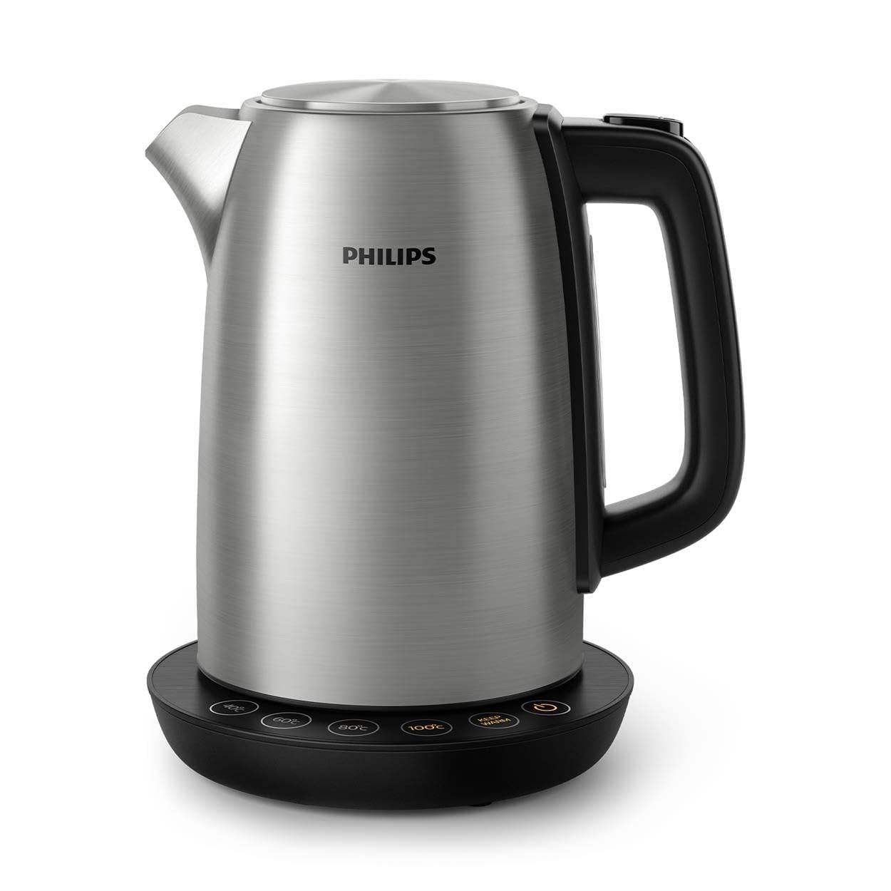 Philips Domestic Appliances Bollitore Elettrico HD9359/90 Acciaio Inox, Programmi Pre-Impostati, Mantenimento della Temperatura, Capacità 1.7 l, Luci LED