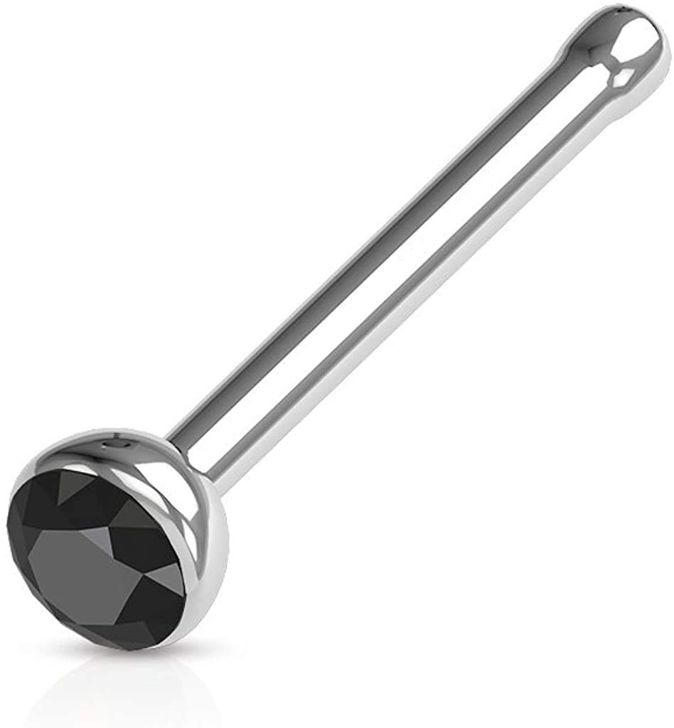 Via Mazzini 316L Stainless Steel No-Tarnish No-Rusting 2mm Round Jet Black Crystal Nose Pin Stud for Women and Girls (B00WPUAYL8) Amazon Price History, Amazon Price Tracker