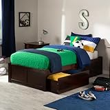 AFI Concord Twin XL Size Platform Bed with Footboard & Storage Drawers in Walnut