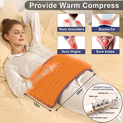 Image of Heating Pad Electric Heat Pad, Hot Heated Pad,Multiple Temp and Timer Settings,Suitable for Shoulders, Neck, arms, Abdomen, Back, Legs, etc (NavyBlue, 33 inchX17 inch)
