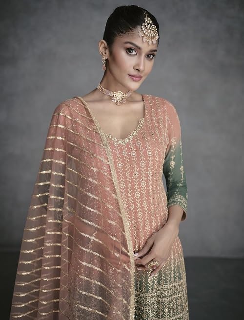 Indian Pakistani Ready to Wear Wedding Wear Palazzo Style Salwar Suit for Women2