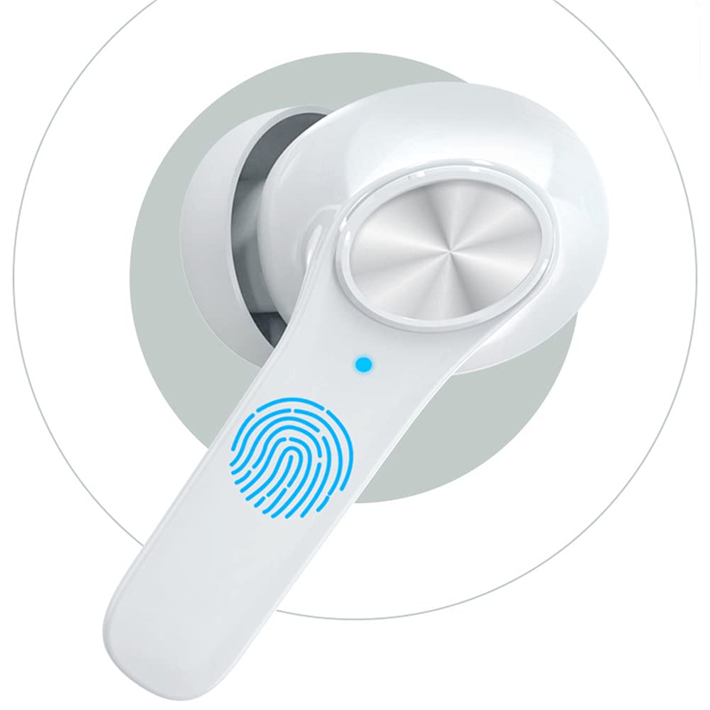 Cuffie Wireless Auricolari Bluetooth, Microfono Integrato, IPX5 Impermeabile, Suono Stereo HiFi, con Custodia in Carica, per Lavoro, Home Office,Bianca