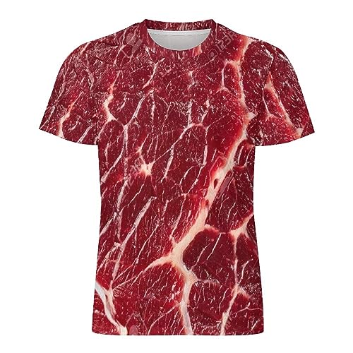 Beef Steak Texture Meat Mens T Shirt Round Neck Graphic Short Sleeve Classic Tees Tops XL3