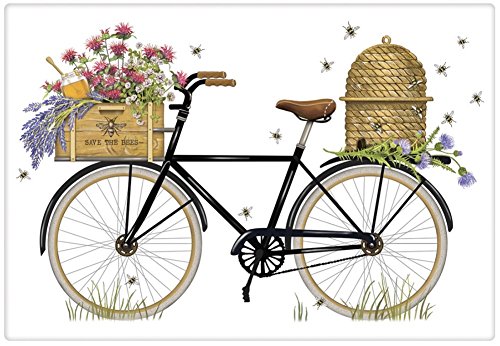 Mary Lake Thompson Flour Sack Towel Designed Bike with Beehive, Honey