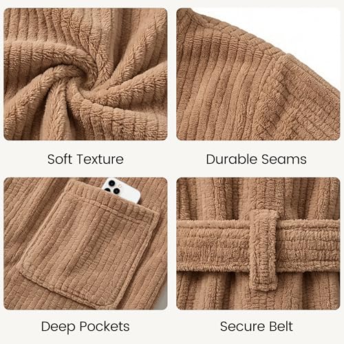 Image of PJGGZ Men's Bathrobes with Hood, Soft Long Towel Robe for Men - Super Absorbent Quick Dry yet Warm