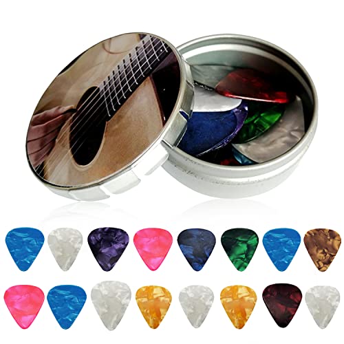 Médiators pour Guitare, 16 Pièces Guitar Picks, Médiators en Celluloïd, Médiators avec Boîte en Métal, pour Guitare… - Les Beatles, Paul McCartney, John Lennon, RIngo Starr, George Harrison Médiators pour Guitare, 16 Pièces Guitar Picks, Médiators en Celluloïd, Médiators avec Boîte en Métal, pour Guitare…