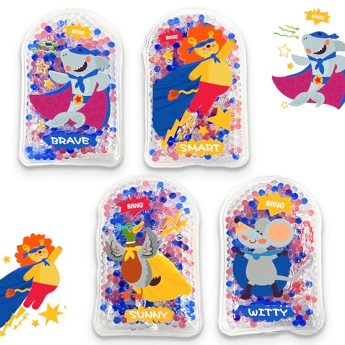 Boo Boo Ice Packs for Kids Toddler Reusable Baby Ice Pack, Kids Ice Pack, Hot or Cold Pack Gel Cooling Pad, for Pain Relief, Tired Eyes, Child Injury, Headache, Sinus Relief (4 Packs)