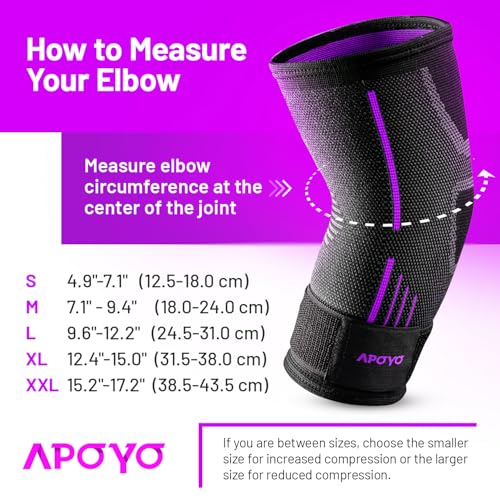 Image of APOYO Tennis Elbow Brace for Women & Men, Workout and Everyday Use (Large) | Elbow Compression Sleeve for Arthritis, Tendonitis, Tennis Elbow & Golfers Elbow, Reduce Joint Pain During Fitness Activity