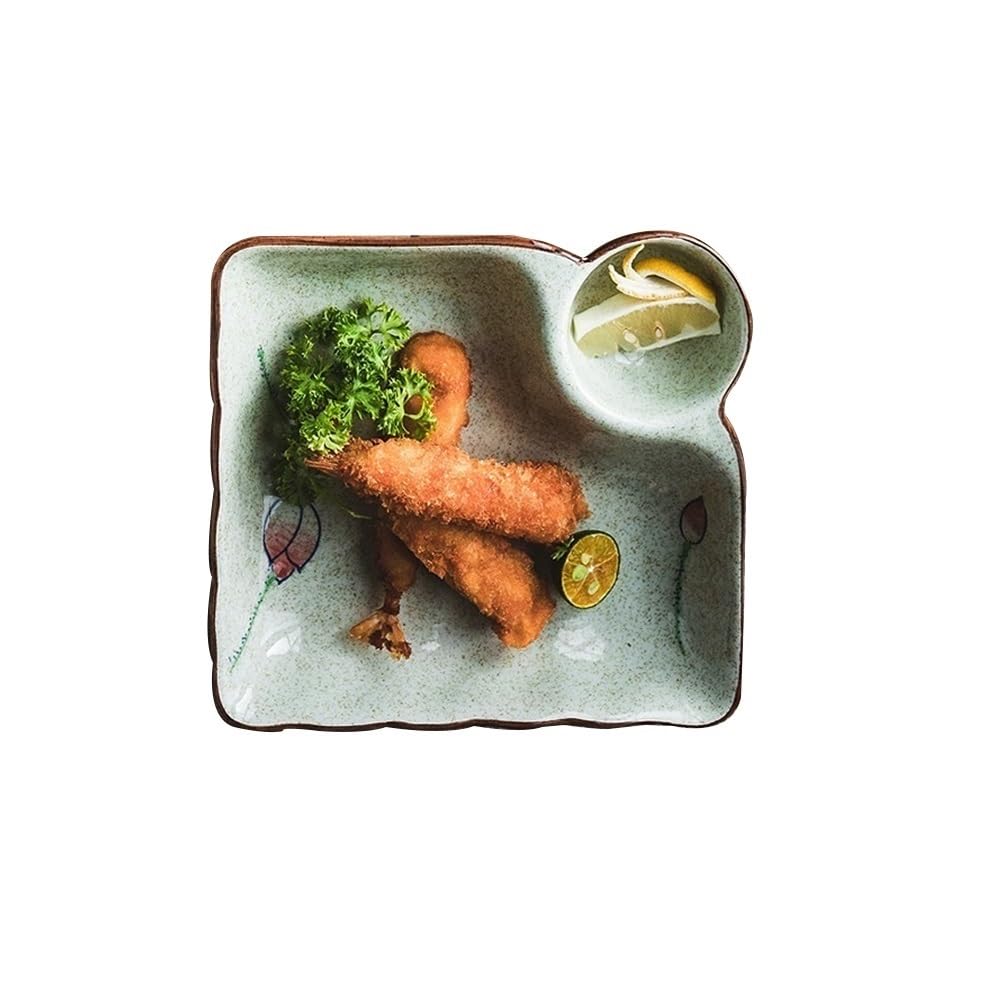 GFHTRELY Dinner Tray Japanese Creative Ceramic Dumpling Plate Household Plate Dumpling Plate Vinegar Plate Snack Plate Dinner Plate(A)