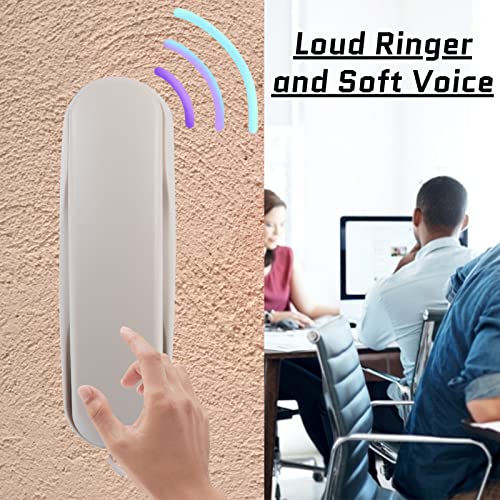 Teléfono fijo de pared y escritorio 2 en 1, con cable, blanco miniatura 4