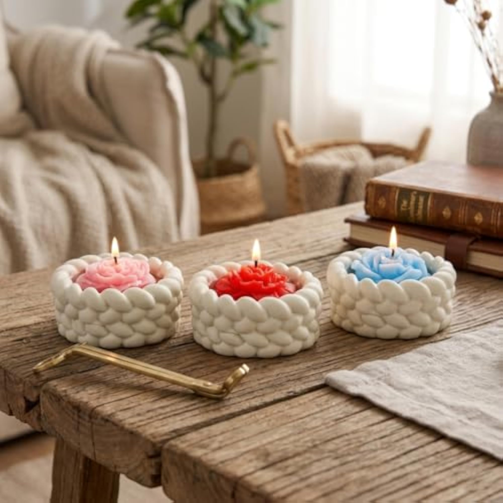 Ceramic Glow Candle in Red Colour