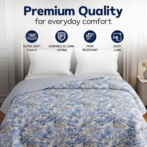 Image of DECORUM Cloud Cotton Double Bed Comforter 90x90 Inch 250 GSM | Ultrasonic Quilted AC Blanket | Lightweight All Season Microfiber Quilt | Ultra Soft & Warm Bedding