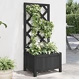 INLIFE Pflanzkübel mit Spalier Schwarz Massivholz Tanne,Heim & Garten,Rasen & Garten,Gartenpflege,Blumentöpfe & Pflanzgefäße,Schwarz,3.05 KG,365475
