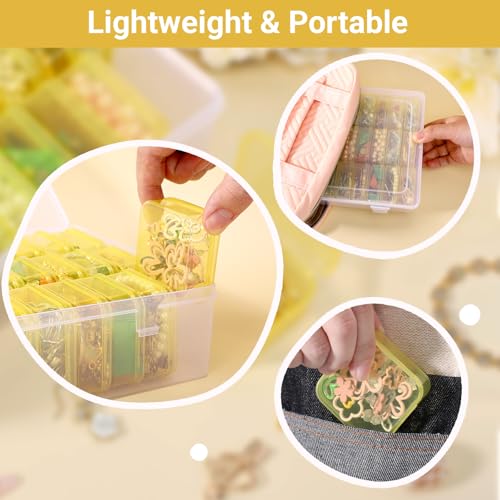 Image of Cosics Bead Storage Containers, Plastic Bead Organizer Case with Hinged Lid, 30 Mini Storage Case for Jewelry Making Diamond Art DIY Bracelet Seed Nail Art and Small Parts, Yellow