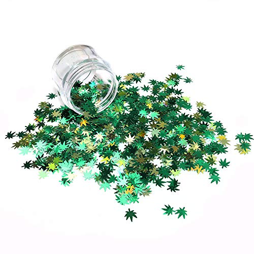 Laza Leaves Chunky Glitter Flakes Nail Art Pailletten Pot Weed Leaf Shine Shaped Pomona Green Azurgrün gemischt… – Bild 3
