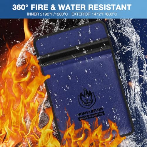 Image of Andyer 2 Pockets Fireproof Document Bag (15 inchx11 inch), Protect Values from Fire
