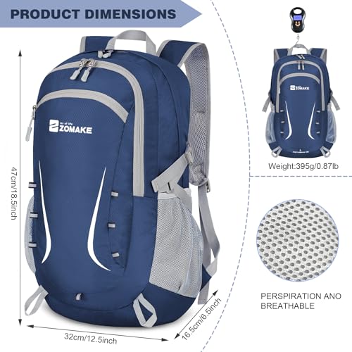 Image of ZOMAKE Lightweight Packable Backpack 35L, Foldable Backpacks Water Resistant Collapsible Light Daypack for Hiking(Navy Blue)
