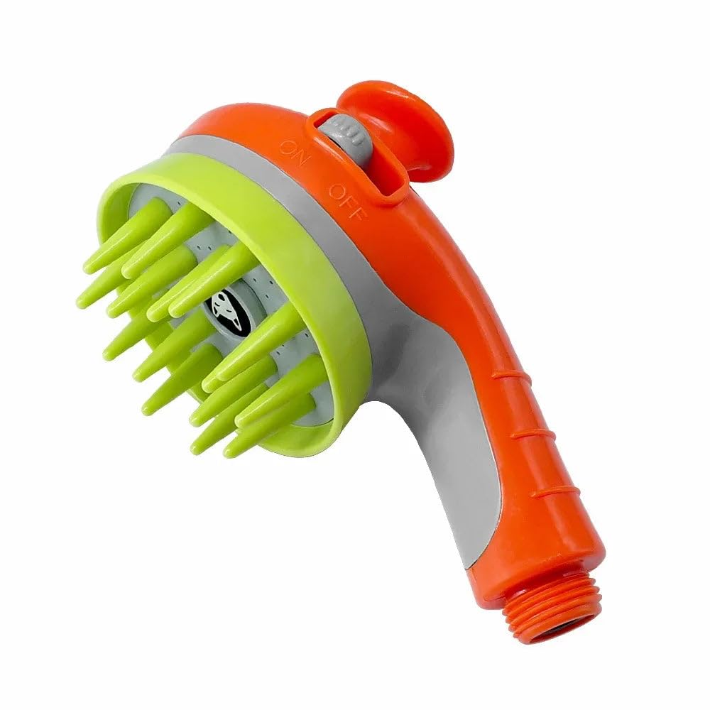 Pet shower head bath brush dog cat bath comb pet toiletries accessories sprinkler animal wash dog shower pet bath tool (Orange)