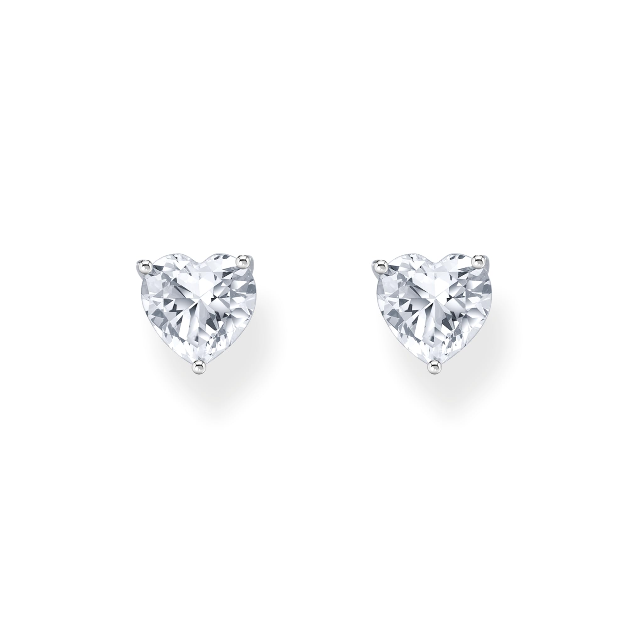 THOMAS SABO Boucles d'oreilles avec pierre blanche en forme de cœur en argent 925 recyclé H2306-051-14, taille unique, Argent sterling Argent, Zircone cubique