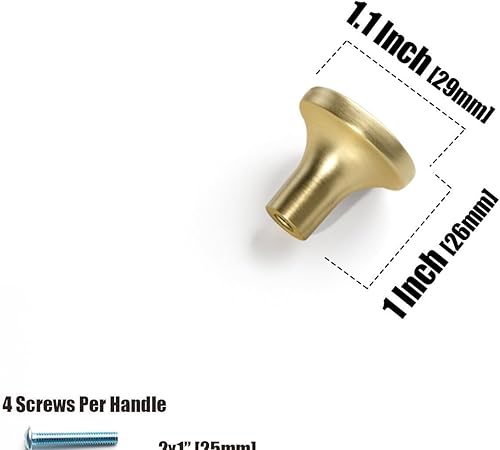 Miniatura 2 de Goo-Ki Pomos modernos de latón cepillado para gabinete, pomos de aleación de zinc de 1.3 pulgadas (1.260 in) para tocador, armario, armario,