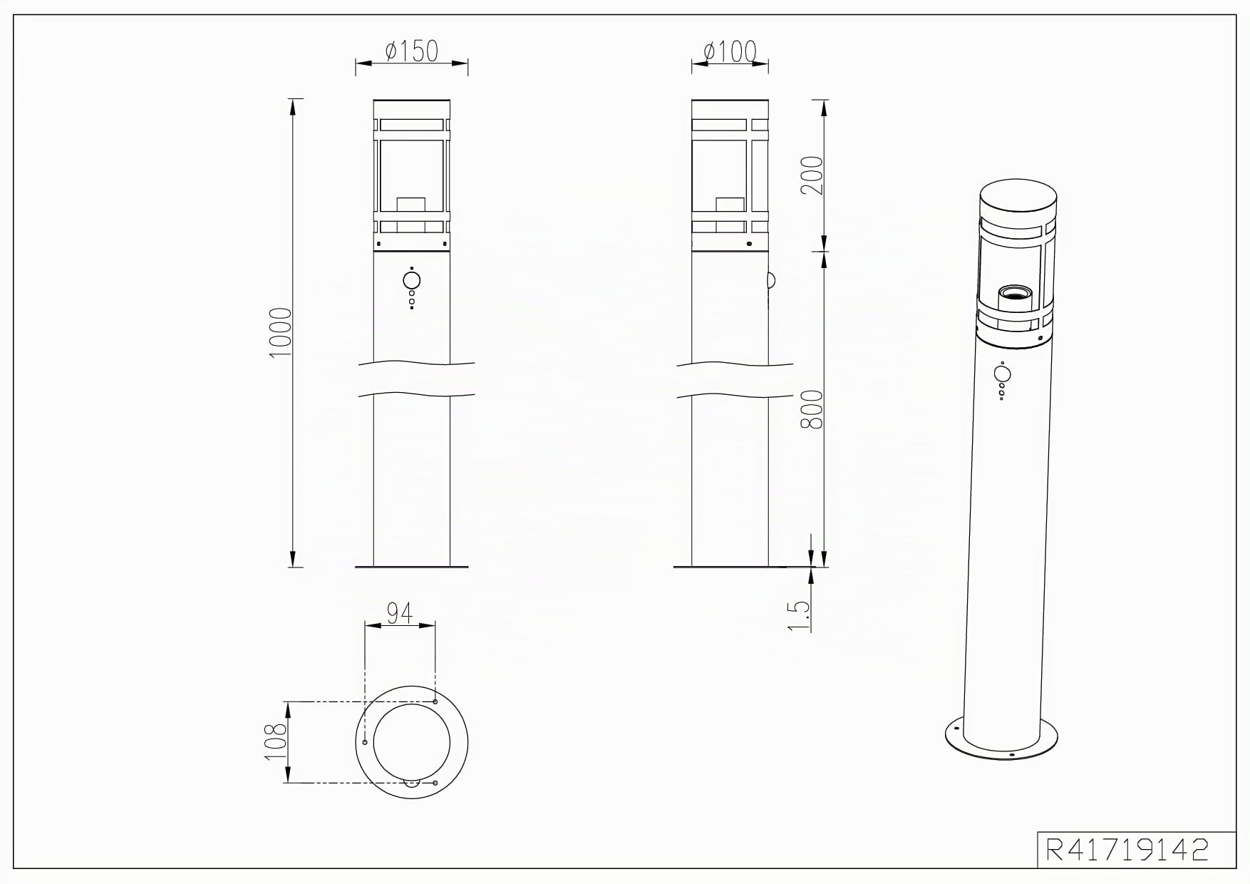 Reality Leuchten Außen Wegeleuchte Paloma R41719142, Metall Anthrazit, Schirm Kunststoff klar, exkl. 1x E27, Bewegungsmelder