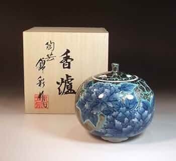 有田陶芸作家　藤井錦彩　丸紋　香炉　共箱　未使用 Amazon｜有田焼・伊万里焼の高級香炉陶器｜贈答品｜ギフト｜記念品