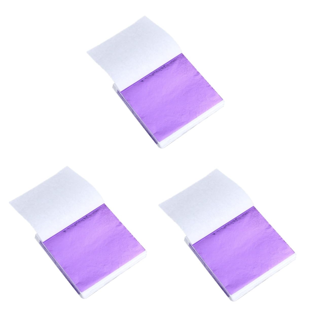 HAWILLOSCH 3sets 8x8.5cm Shiny Gold Foil Paper Sheets Purple Gold Craft Decorations Leaf Sheets for Art Gilding 50pcs*3