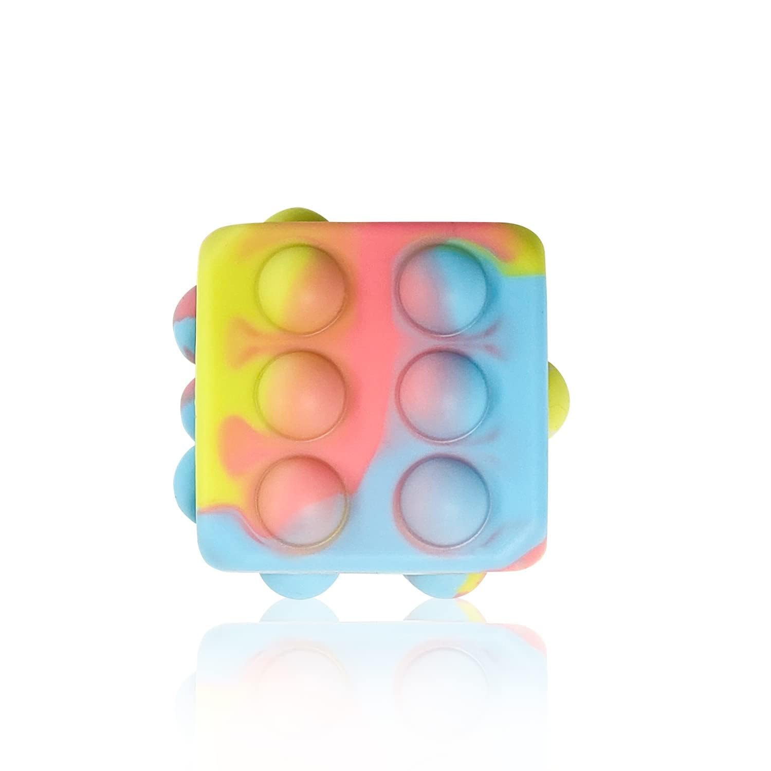 Prostuff.in Pop Squeeze Ball Fidget Toy, 3D Dice Push Bubble Pop It Fidget Toy, Silicone Relief Hand Toys Party Favour for Kids Adults, Multi Color, 1Pcs