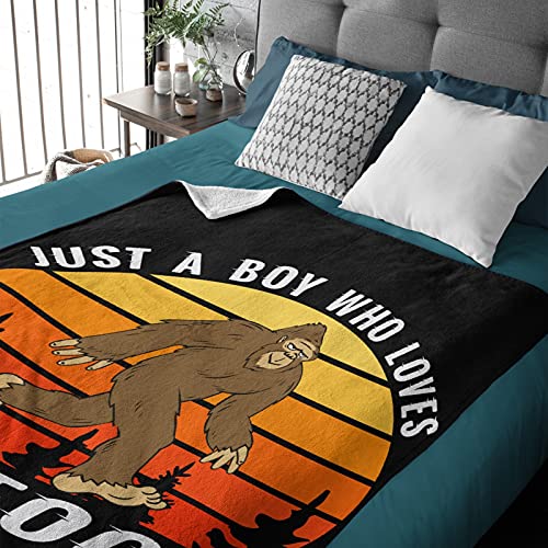 Artblanket Just A Boy Who Loves Bigfoot Blanket For Fall Winter Spring All Season Warm Fuzzy 40X30 In For Pet Microplush Lightweight Thermal Fleece Summer Autumn Blankets For Couch Bed Sofa #TOP2