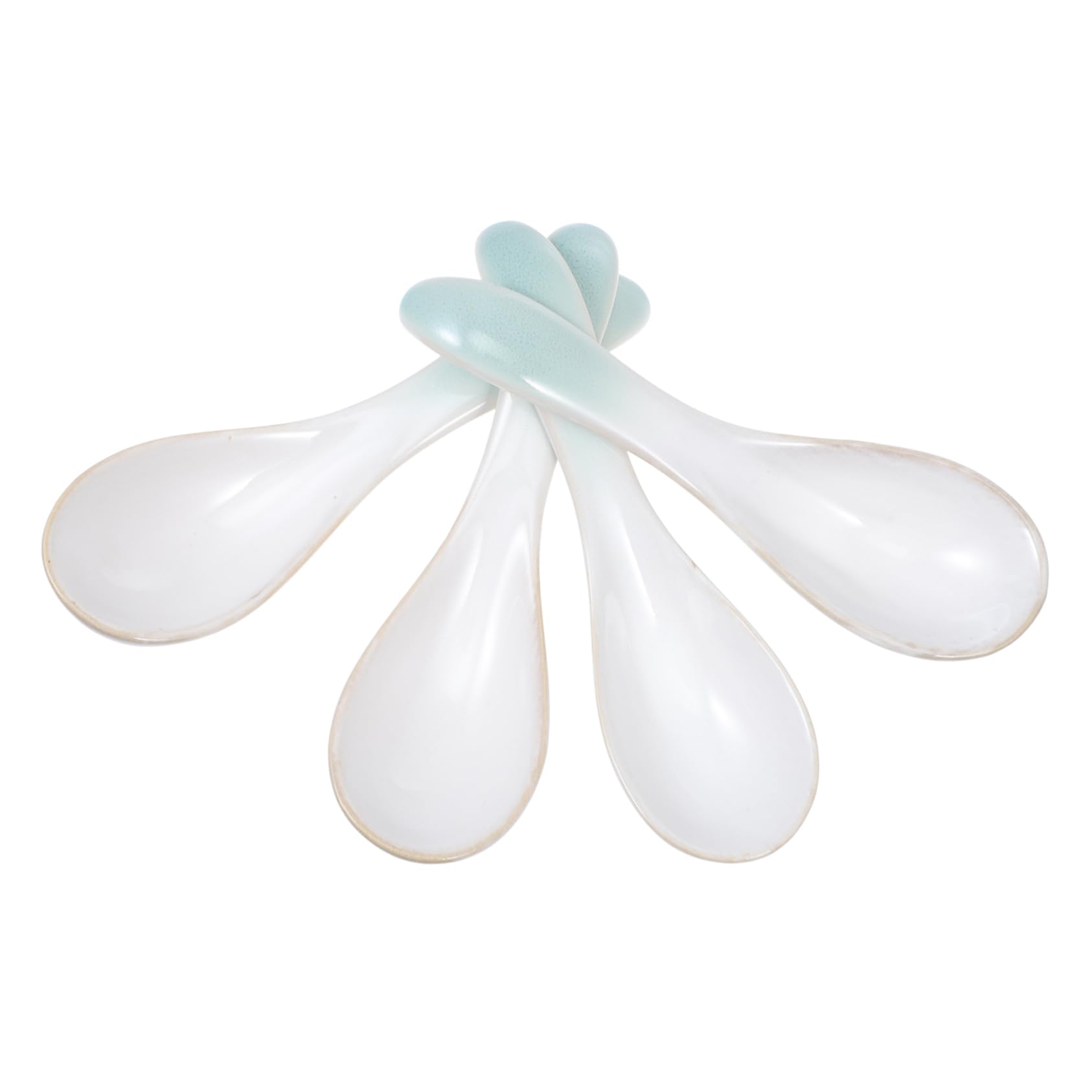 GRIRIW 4pcs Restaurant Ceramic Spoon Fruit Spoon Japandi Decor Cocktail Decorations for Drinks Asian Soup Spoons Japanese Soup Spoon Condiment Spoons Retro Soup Spoon Green Ceramics
