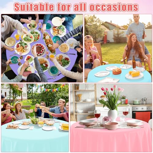 Image of 24Pack Round Pastel Color Tablecloths,Plastic Pastel Rainbow Tablecloth Disposable Round Table Covers for Baby Shower, Wedding,Girls Birthday Party and Ice Cream Party Decoration,6Color, 84 Inch