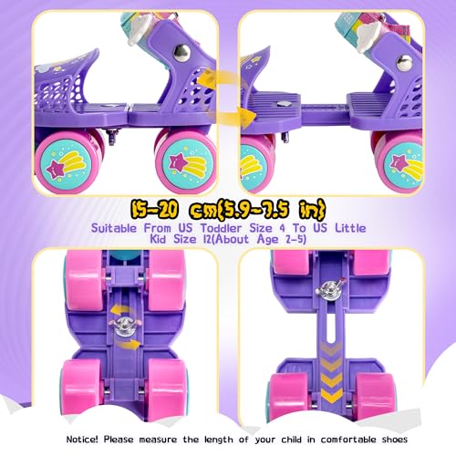 image for SULIFEEL Kids Adjustable Quad Roller Skates,Toddler Beginner Roller Sk