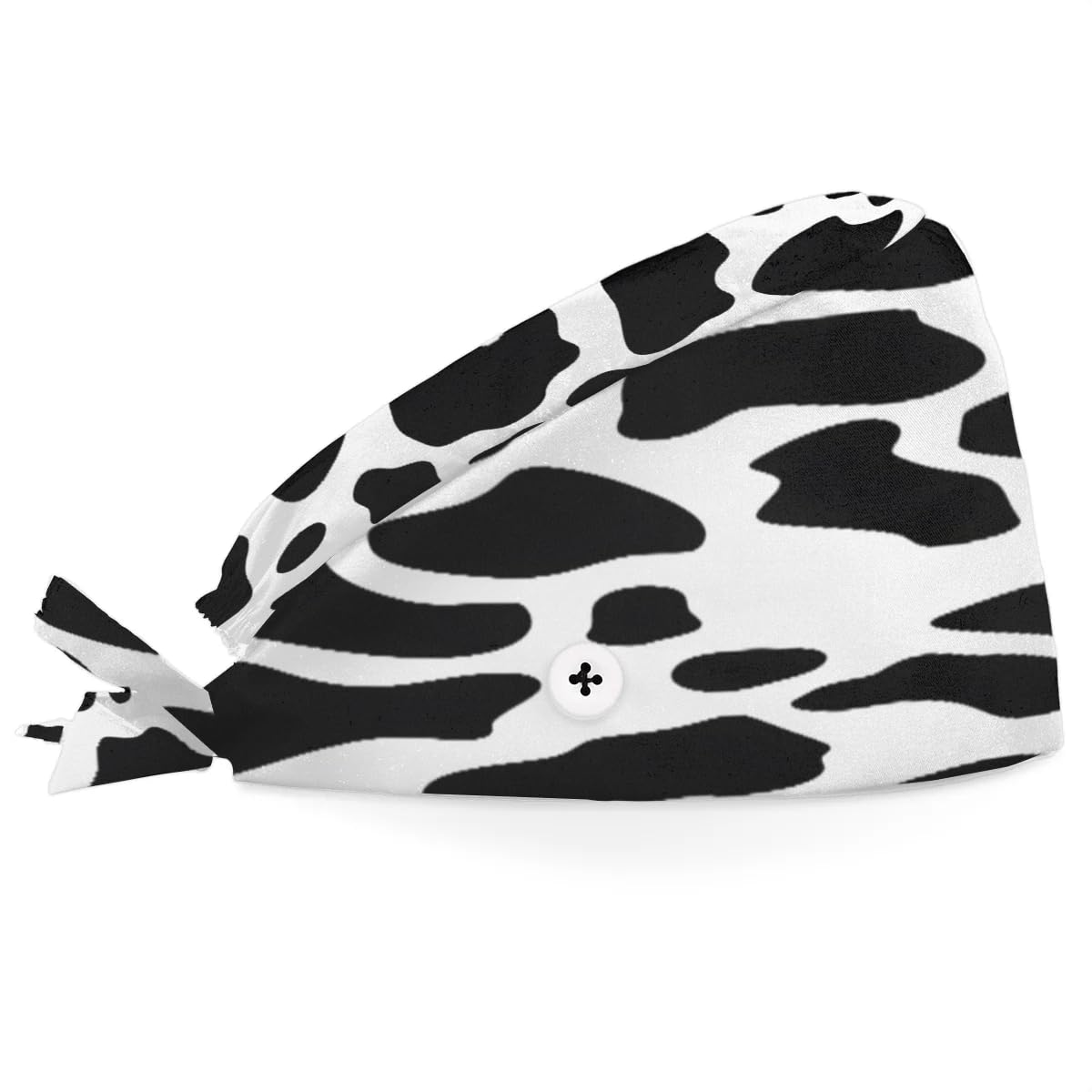 Hsnar Cow Print Working Caps with Button and Sweatband Adjustable Scrub Caps Elastic Tie Back Nurse Hats Nurses Caps for Women Men