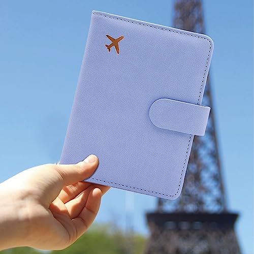 Image of Melsbrinna Premium Leather Passport Holder Covers Case, Waterproof Rfid Blocking Travel Wallet Passport Holder with Pen Holder, Cute Passport Book for Women /Men