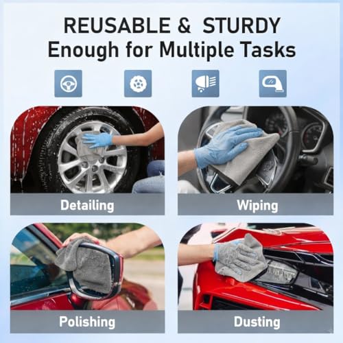 Image of Showstopper Microfiber Cleaning Cloth Roll, Reusable Tear Away Microfiber Towels,Washable, Ultra Absorbent, Rags Cleaning, Dishcloths, Cleaning Cloth for Car, Home or Kitchen. (Grey, 25cm X 25cm)