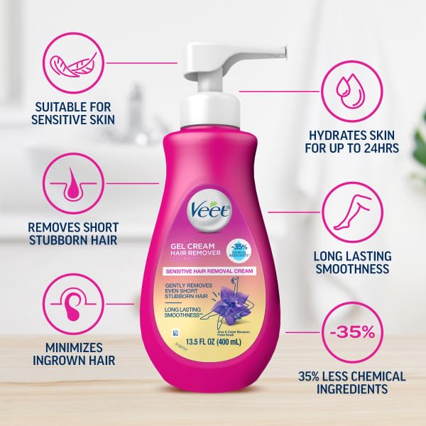 VEET Hair Removal Gel Cream, Sensitive Formula with Aloe Vera & Vitamin E