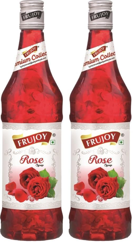Image of Frujoy Rose Syrup 750ml | For Fruit Mocktail | Cocktail | Gulab Sharbat | Falooda | Rose Milk | Baking Essentials (Pack of 2)