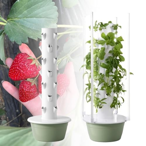 Sistema hidropónico de torre vertical automatizado con luces LED de crecimiento, kit de jardín sin suelo de 5 capas para cultivar verduras de hoja verde, melones, fresas, solución de cultivo de