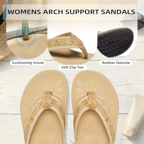 Image of Orkii Womens Plantar Fasciitis Feet Sandals, Best Orthotic Flip Flops With Arch Support, Comfortable Walking Sandals
