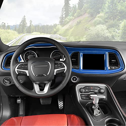 Linskip Dash Board Trim Compatible With Dodge Challenger 2015-2023, Challenger Center Console Panel Cover Trim, Challenger Ac Vent Grille Trim, Challenger Interior Accessories(Blue) #TOP6