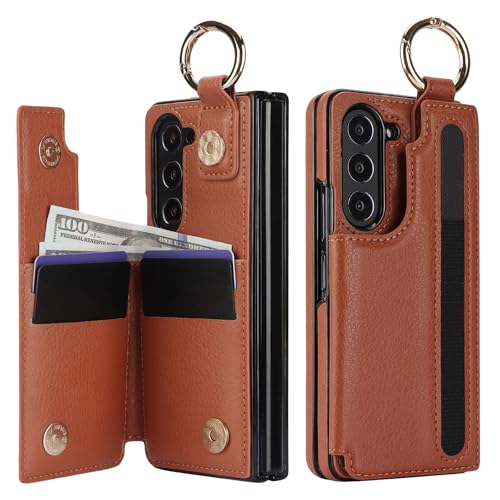 Étui pour Samsung Galaxy Z Fold 7 housse portefeuille en cuir marron tendance et complet