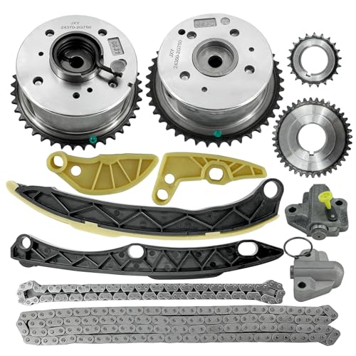 Engine Timing Chain Kit Guide Tensioner Sprocket Compatible with 2011-2018 KIA Sorento Optima Sportage, for 2011-2019 Hyundai Santa Fe Sonata Tucson 2.4L 2.0L L4 DOHC G4KJ Replacement part