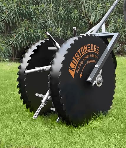 K.D STONEDGE Patented Rolling Lawn Coring Aerator Yard Grass Pulling Plugs Manual Aeration Tool Push Roller Rotary Compacted Garden Soil Loosening