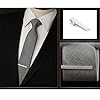 Silver Metal Cuff Link and Tie Clip Set, Stainless Steel Cufflinks and tie Bar Set Necktie Clasp for Business Wedding #5